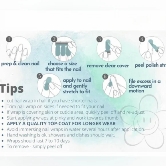 ****Sold***Floral and Blue Nail Wraps NWOT #4 - Picture 2 of 2